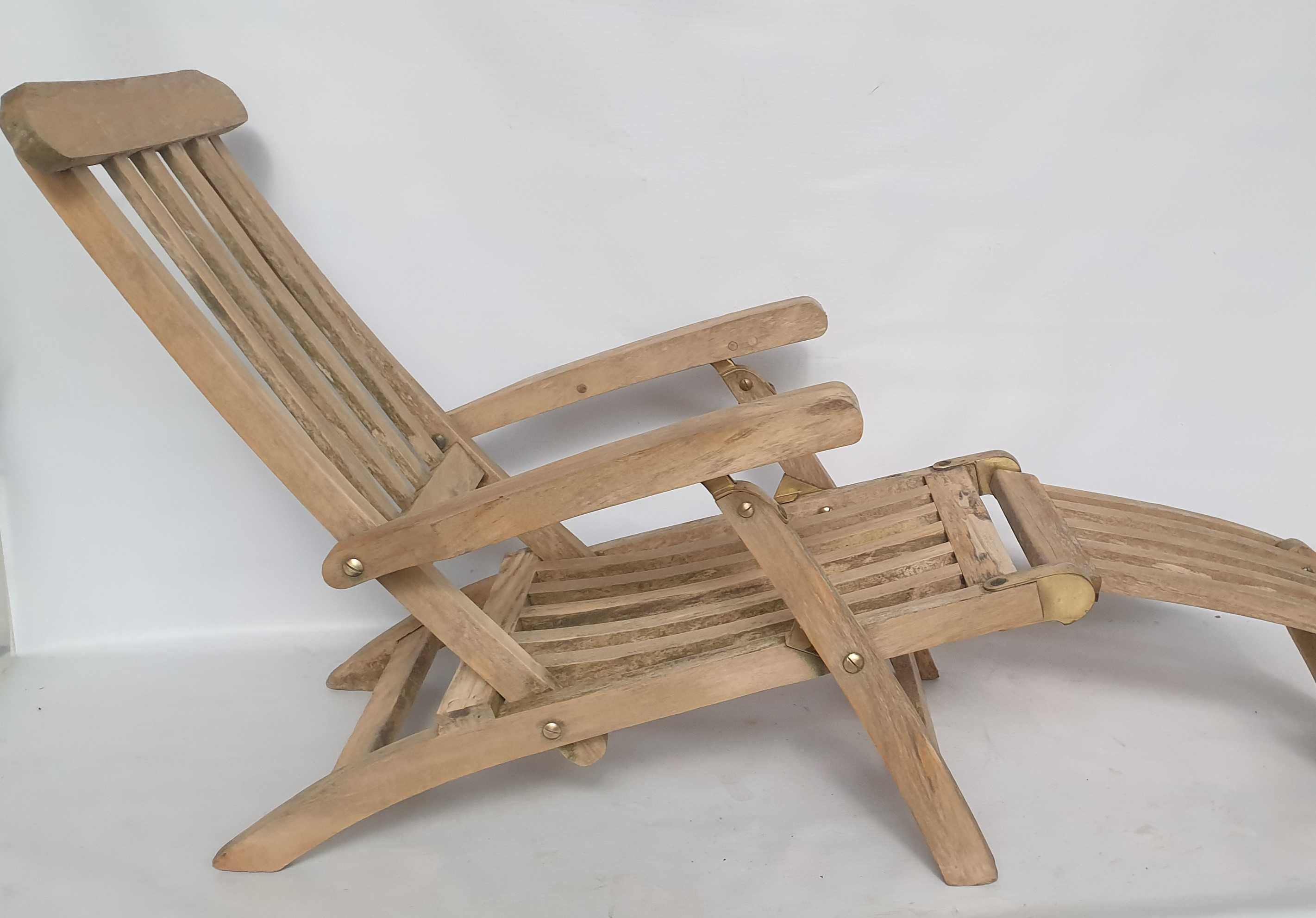 leżak drewniany mosiężne okucia ogrodow TEK teak dla dzieci retro mini