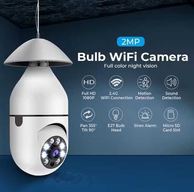 YIIot E27 – 2 kamery WiFi 2MP 5G w żarówce, noktowizor, auto-śledzenie