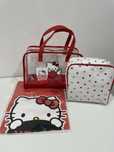 T-shirt Hello Kitty, saco/tote transparente com fecho + necessaire