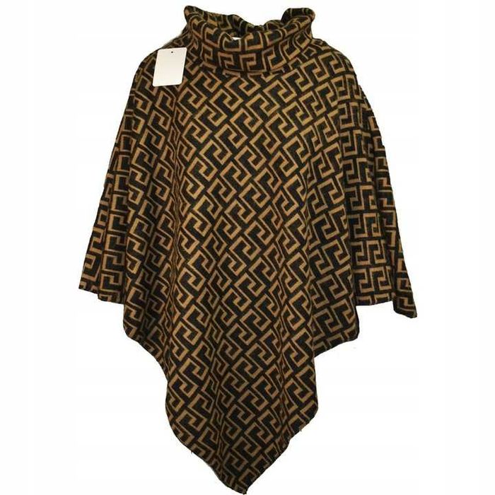 Ponczo Damskie Greckie Wzory Brąz Rozmiar Uniwersalny (S-2XL) *Butik*