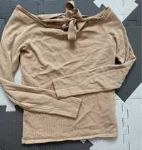 Cienki sweterek bluzka bezowe karmelowa xs 34