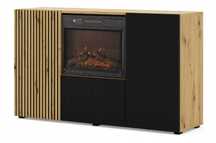 Komoda AURIS 3D 150 cm z kominkiem elektrycznym dąb artisan / czarny
