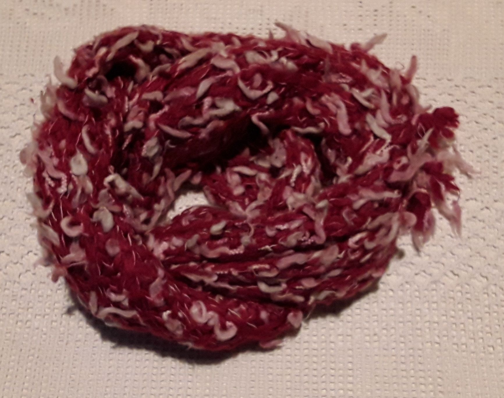Echarpe / Cachecol em malha tricô vermelho e branco