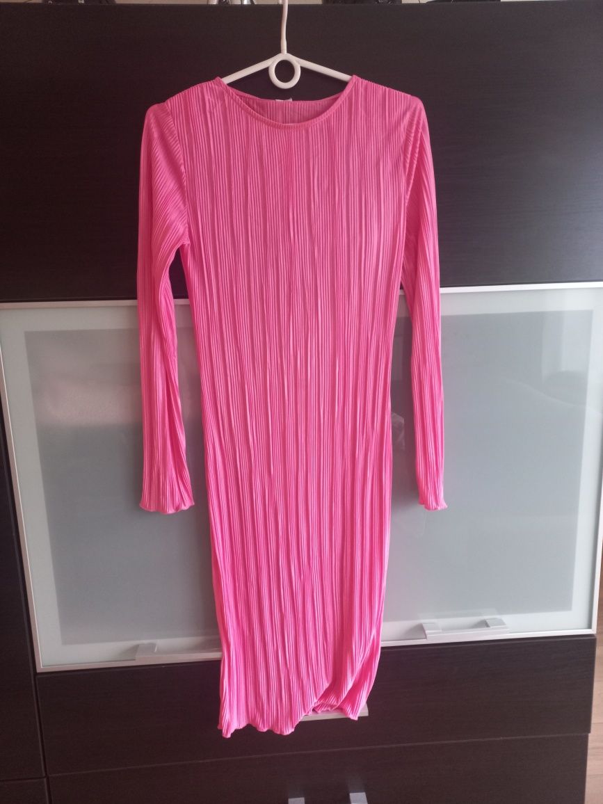 Sukienka midi prazkowana lato pink Zara S