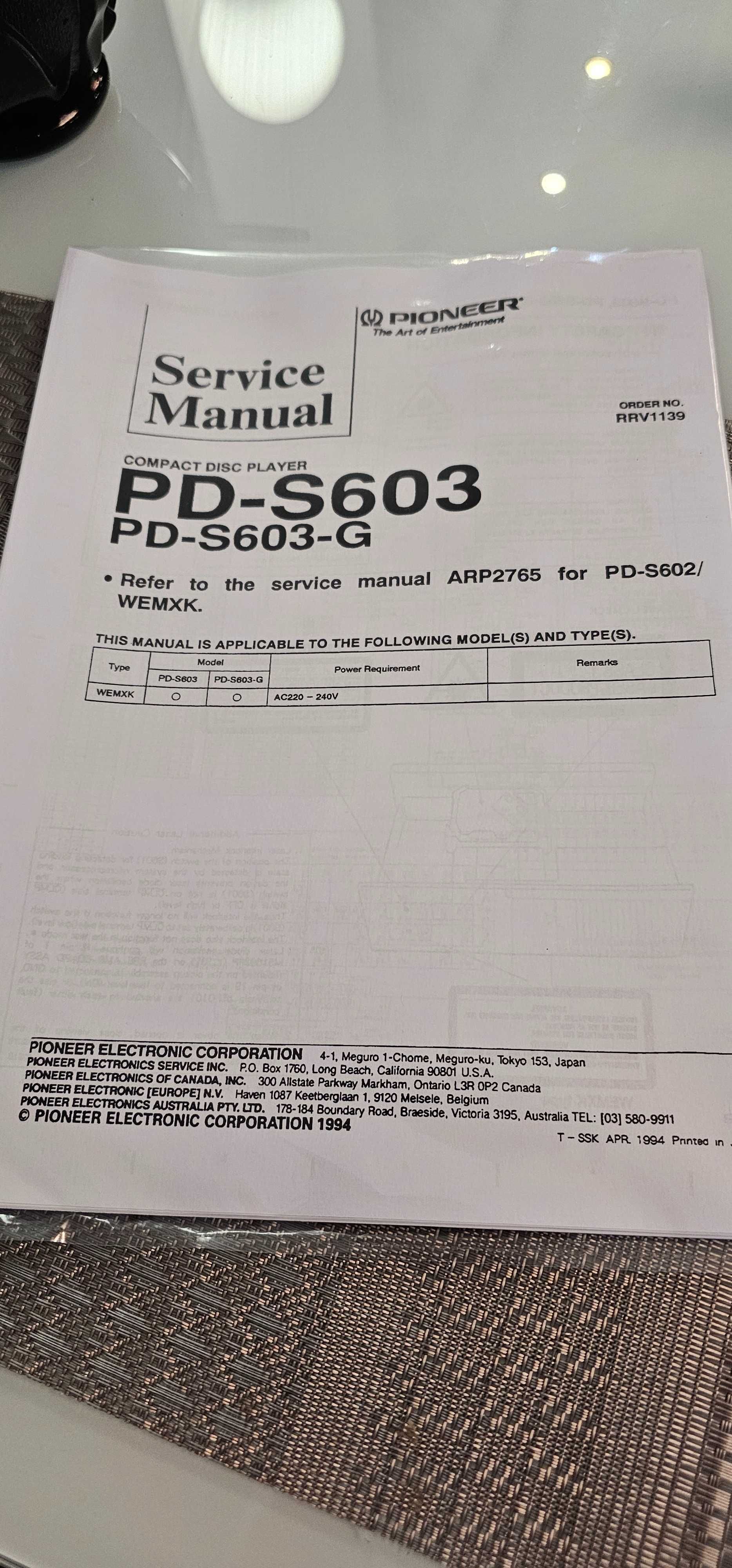 Pioneer PD-S603 CD player 100% sprawny-Optical-instrukcja