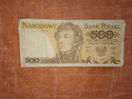 Banknot NBP 500 złotych polskich pięćset Tadeusz Kościuszko PRL 1982