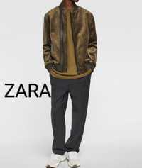 Комбинированная бархатная куртка-бомбер бренду zara.