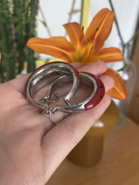 Серьги винтаж круглые кольца сережки женские