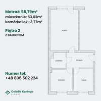 Nowe mieszkanie 53m2 + komórka + balkon, bez prowizji