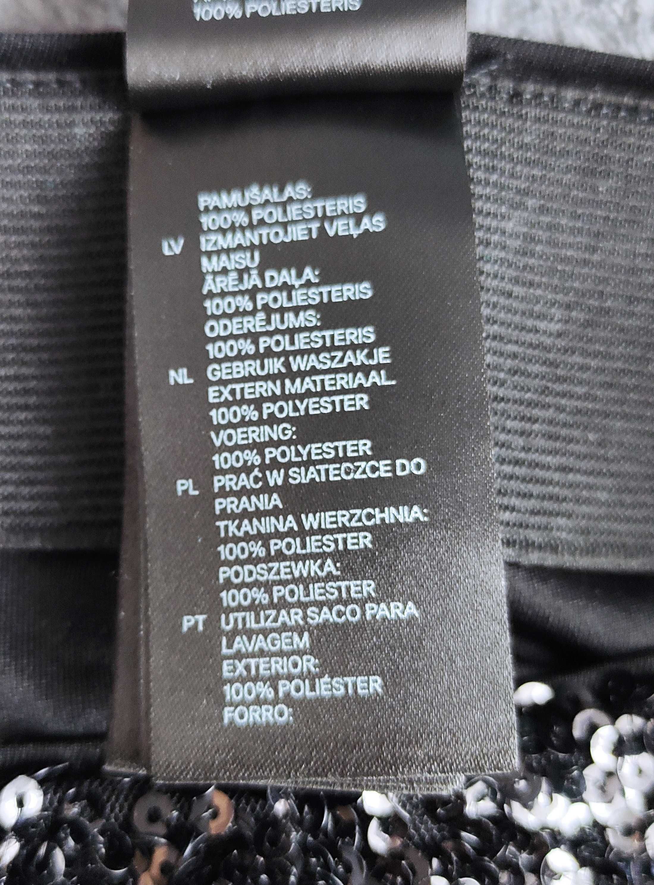 Spódniczka z cekinami, czarna, h&m divided, rozmiar S