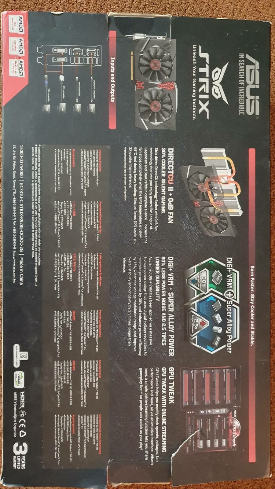 Продам видеокарту ASUS RADEON R9285 2GB