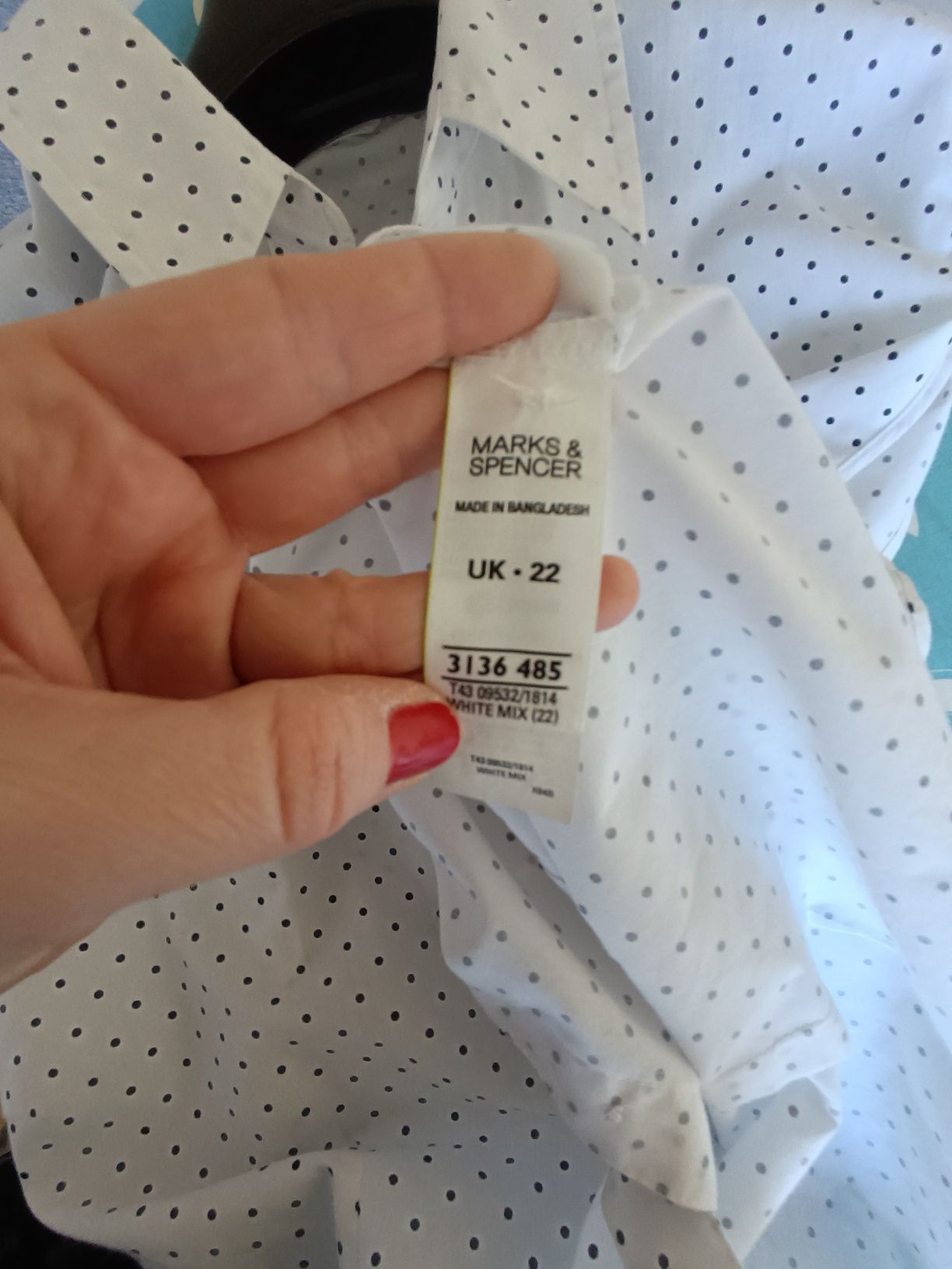 Koszula biała w czarne kropki Marks Spencer  rozmiar XL