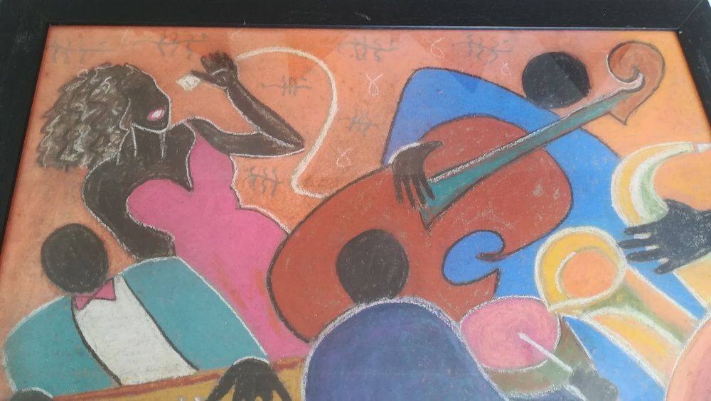 Quadro "jazz" pintado a pastel