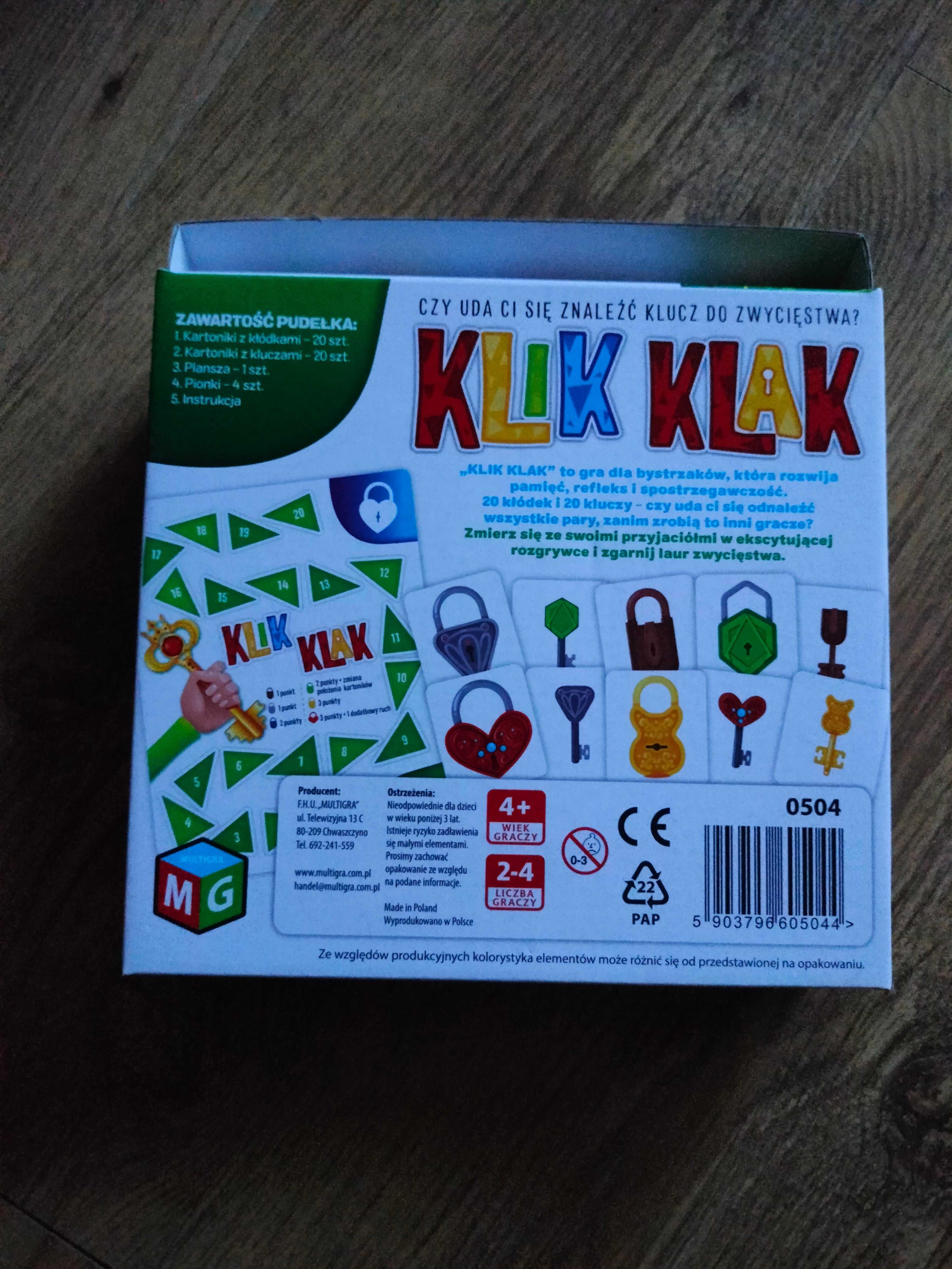 Gra planszowa dla bystrzaków Klik Klak 4+ Multigra