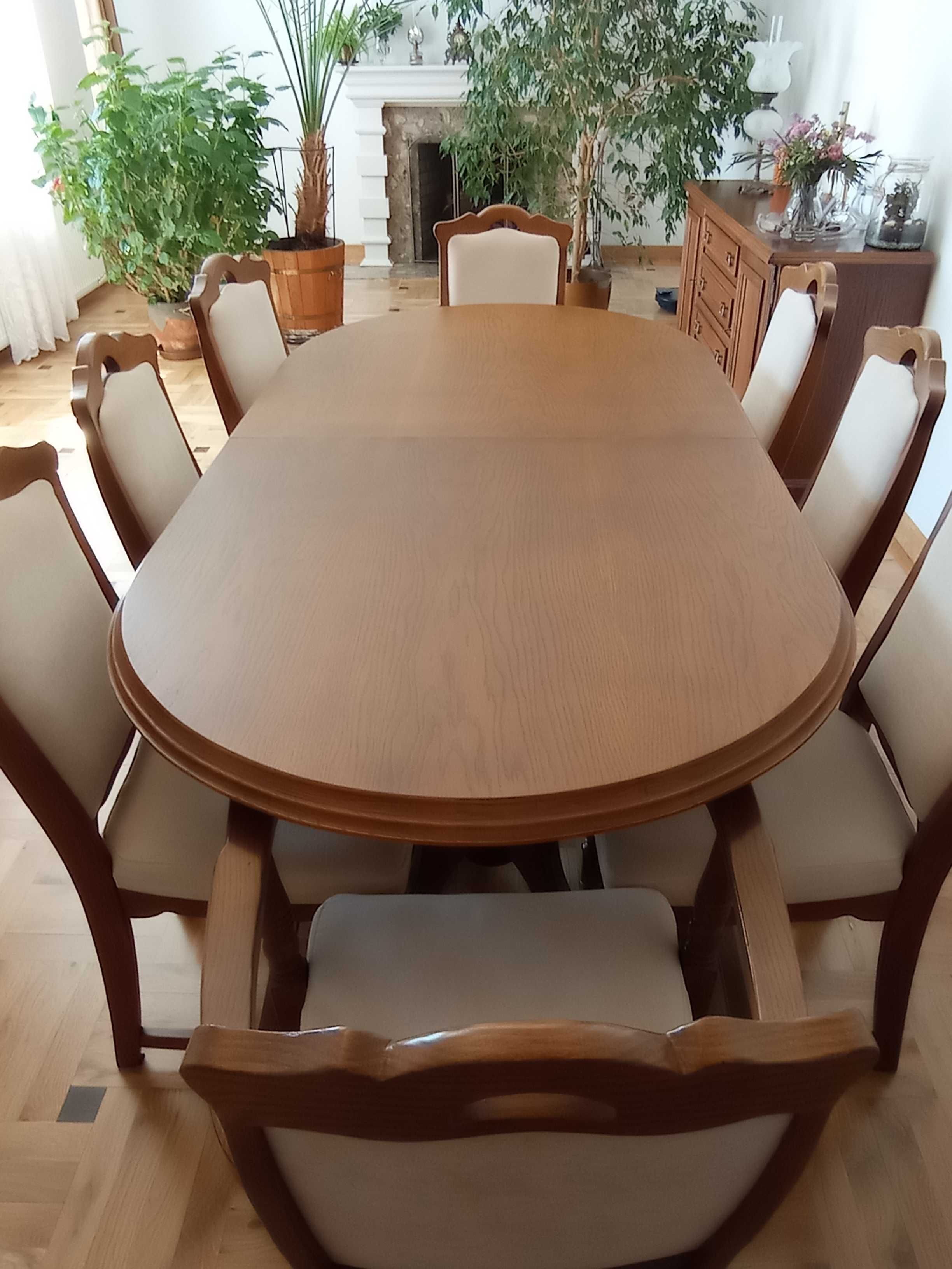 Sprzedam meble pokojowe Stół rozkładany dębowy + 8 krzeseł