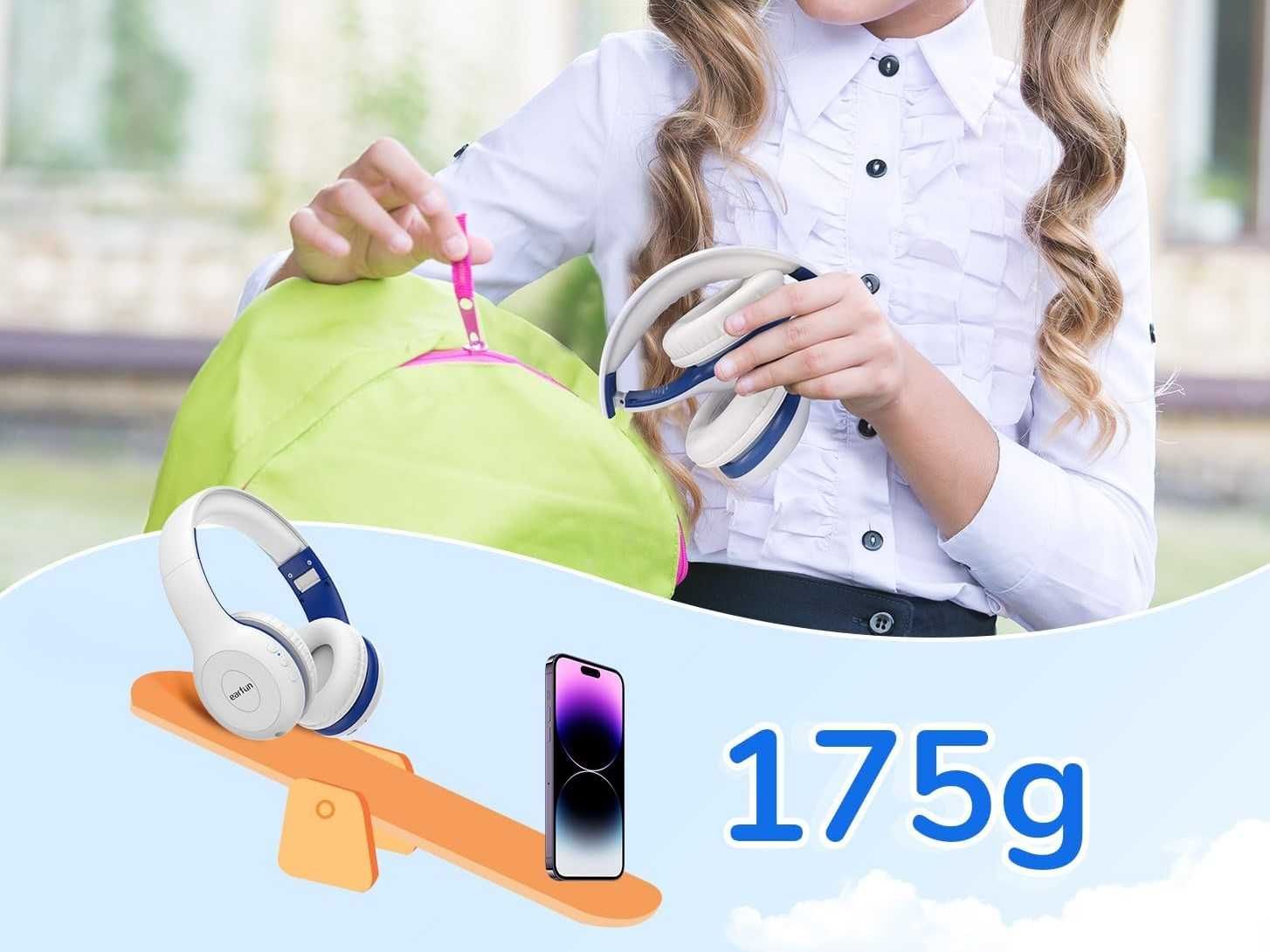 Słuchawki bezprzewodowe nauszne dla dzieci bluetooth mikrofon 40h