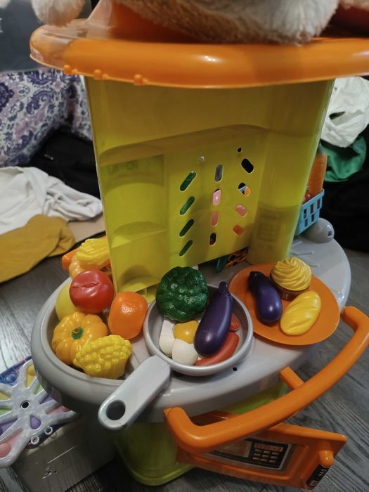Kuchenka z piekarnikami, owocami, warzywami +pralka kapcie, liczydło!