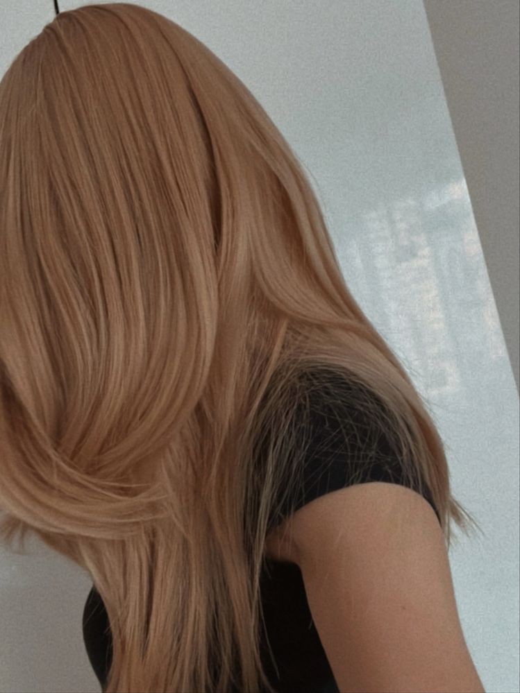 Peruka karmel złote włosty grzywka cieniowane długie pasemka blond