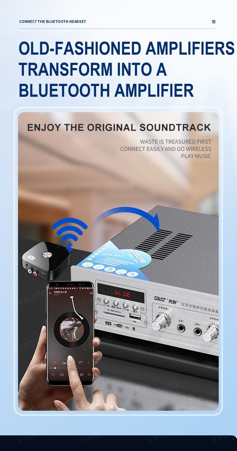 Bluetooth 5.3 аудио приемник.AUX,RCA, пульт,NFC.Ресивер стерео,usb,акб