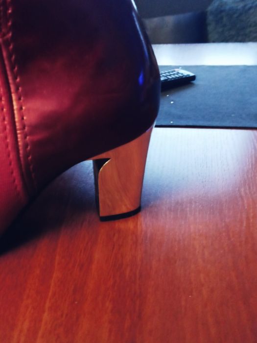 Botki 37 xa kostke damskie bordo srebro