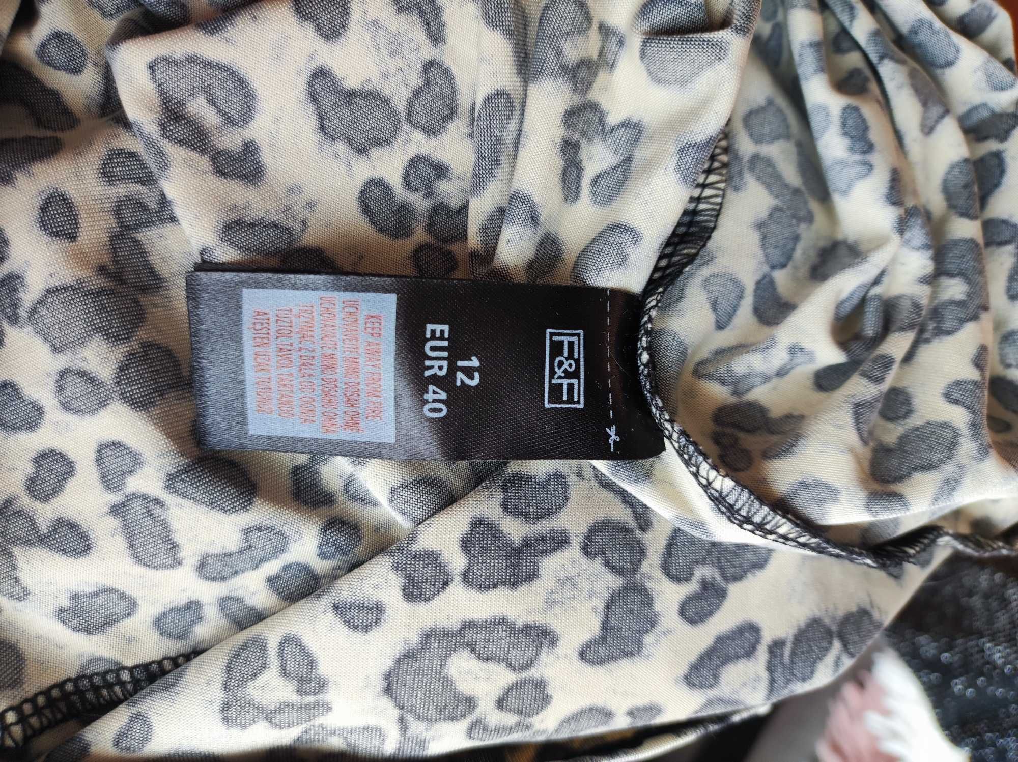 F&F r 40 wygodna sukienka w panterkę Nowa
