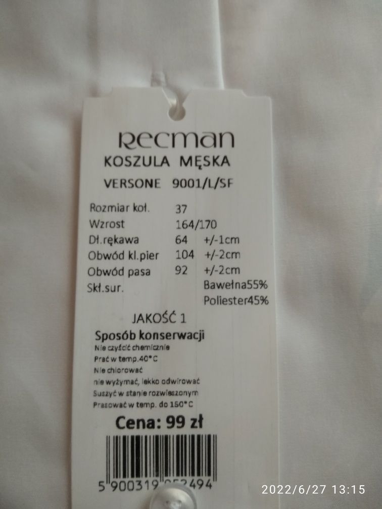 Koszula męska -biała - RECMAN