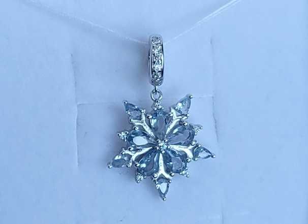 Charm zawieszka śnieżka płatek śniegu srebrna NOWA prezent snowflake