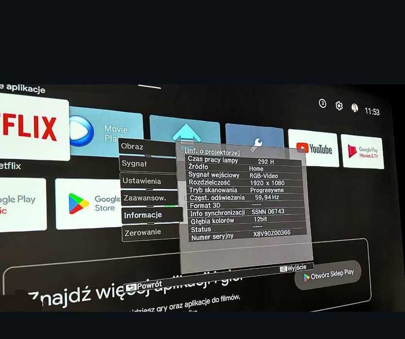 PROJEKTOR EPSON EH-TW5820 - Stan Idealny - Full HD 3LCD