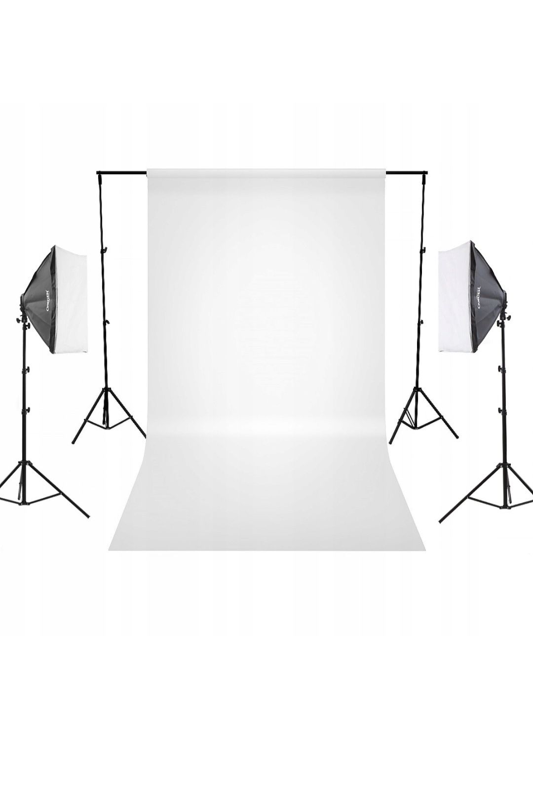 ZESTAW tło 5m 2x żarówka 65W 2x softbox 4x statyw