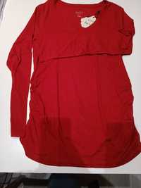 Pięknie czerwona bluzka ciążowa z długim rękawem