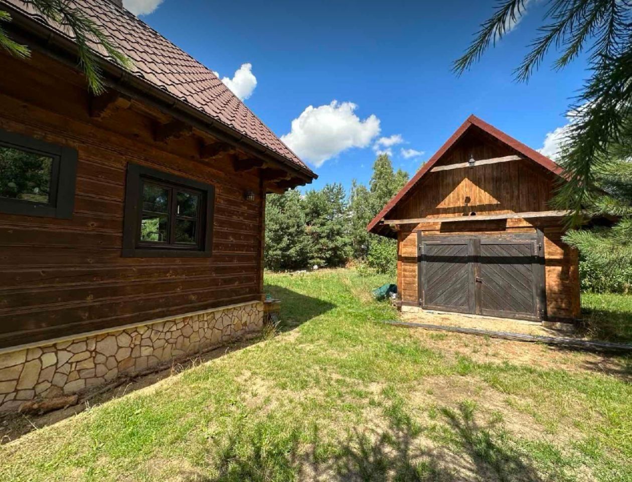 Dom z bali,całoroczny,ocieplony od wew.garaż,2164 m² działka prostokąt
