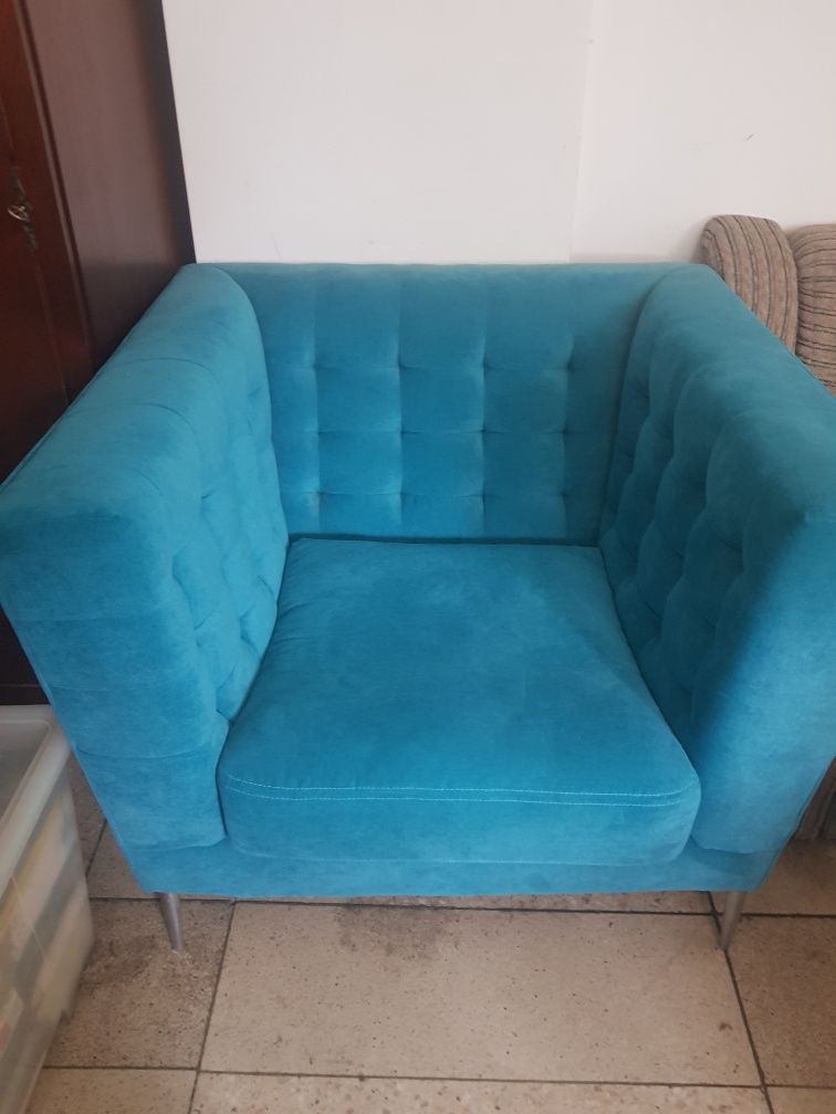 Turkusowa 3-osobowa sofa i fotel Premium