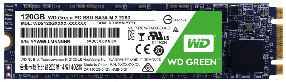 Disco SSD M.2 2280 Western Digital 120GB Green SATA III