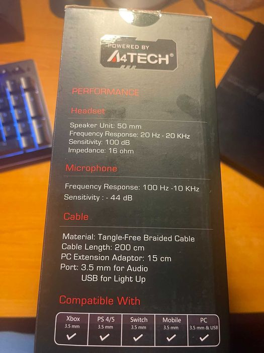 A4tech Bloody G330p USB/AUX 3.5 4P - Vermelho [open]