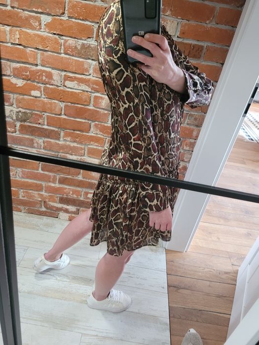 Wzorzysta sukienka babydoll panterka Zara