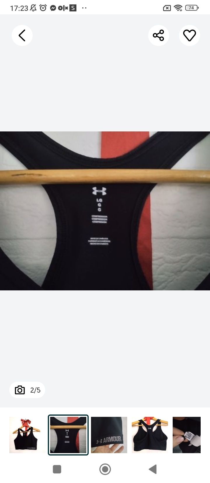 Under Amour top biustonosz sportowy L/XL