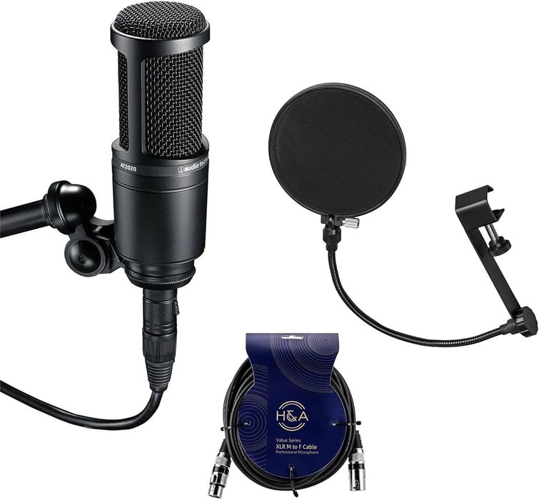 Мікрофон Audio-Technica AT2020 студійний поп фільтр і xlr кабель