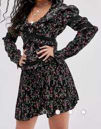 Sukienka LittlePrettyThing, czarna w kwiatki, r. S