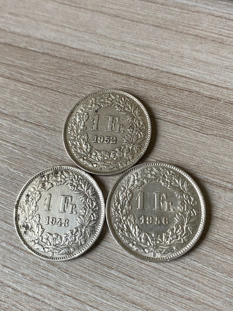 Zestaw monet Srebrne Franki, Szwajcaria