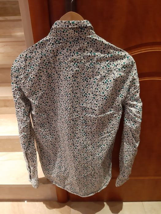 Koszula zara M slim kwiaty bawełna męska premium tkmaxx home biała nad