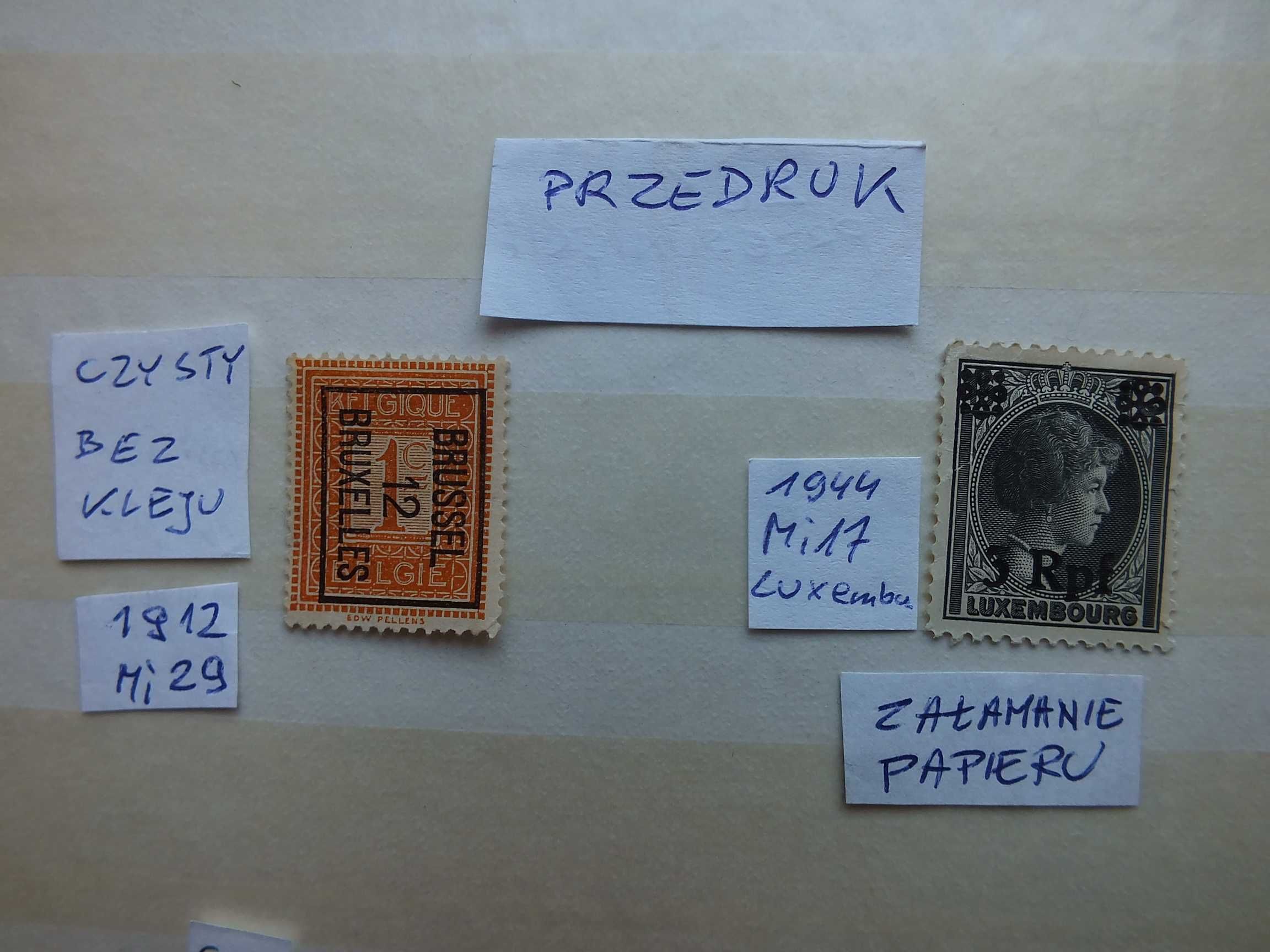 2szt. znaczki Mi29 przedruk BELGIA 1912r.,czysty Mi17 LUXEMBURG 1944r.