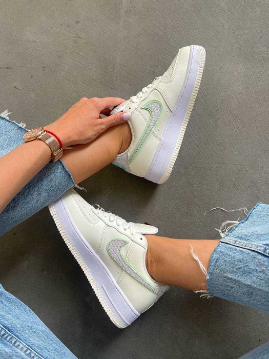 Кросівки Nike Air Force 1 Low Double Swoosh Beige/Green premium
