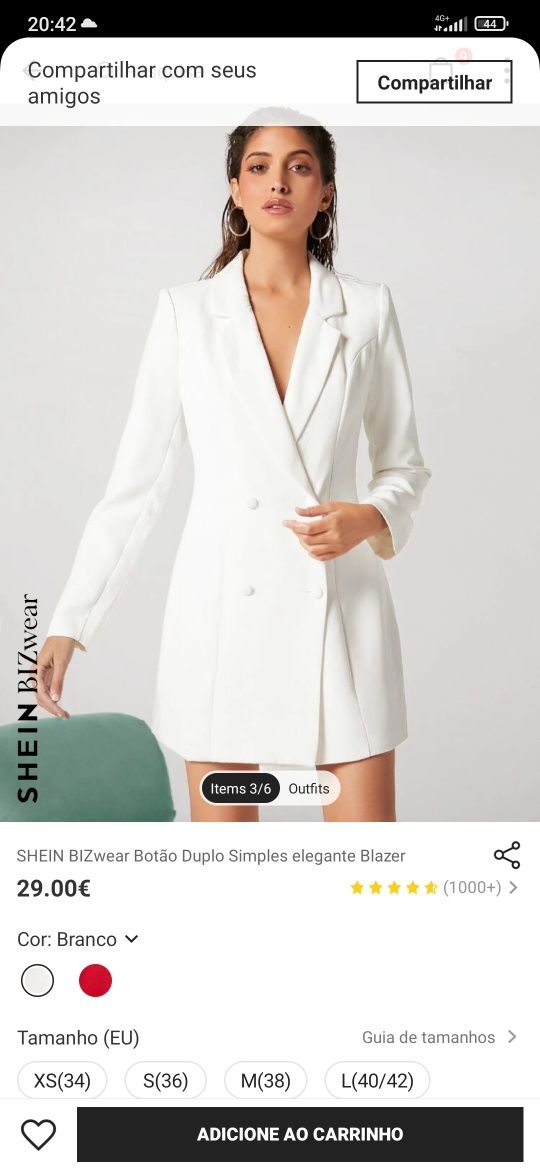 Blazer branco tamanho XL