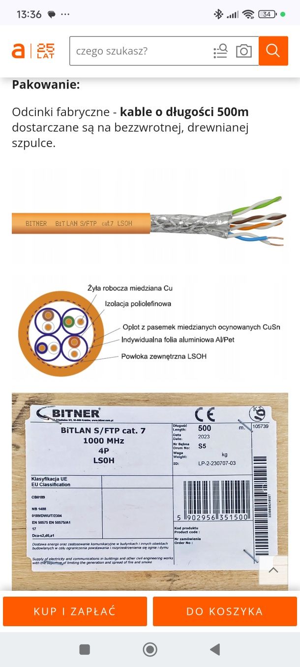 Kabel sieciowy Cat7
