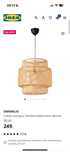 SINNERLIG Lampa wisząca, bambuspwa, 50 cm