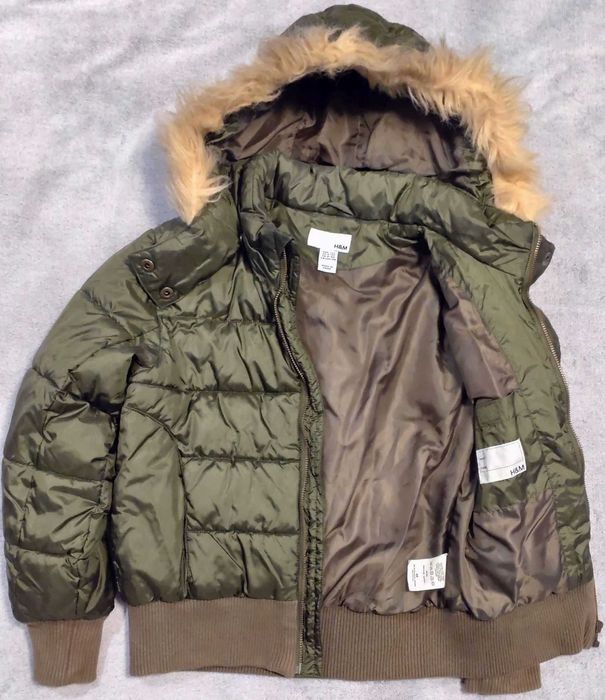 Kurtka z odpinanym kapturem H&M EU 134 8-9 lat zielona