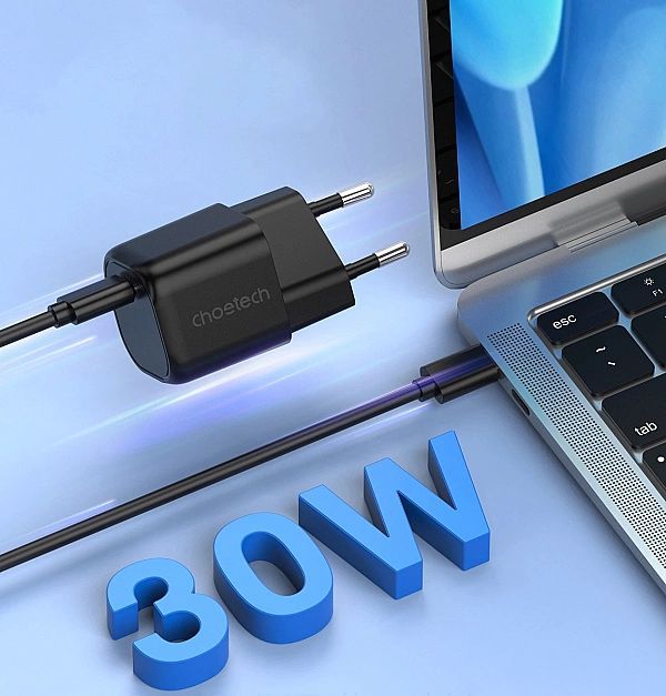 Choetech ładowarka sieciowa GaN Usb Typ C Pd 30w czarny (pd5007)