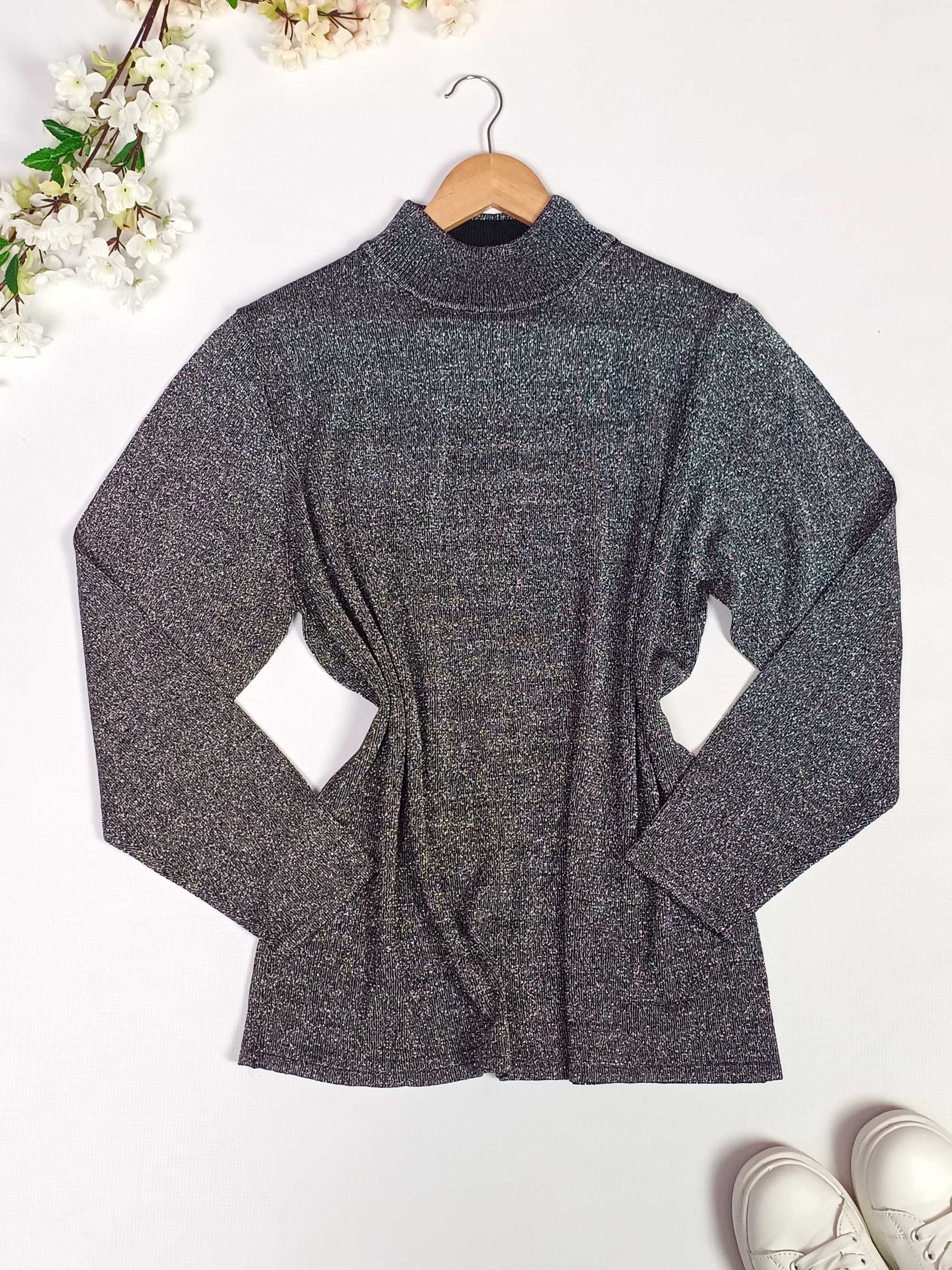 Czarna szara bluzka sweter jedwabna damska Studio Pihi 44 XXL 46 3XL