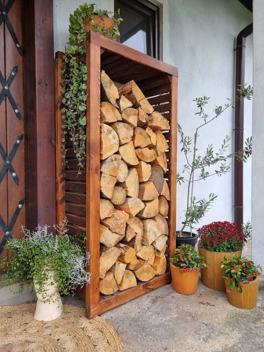 Stojak, drewutnia, szafa na drewno kominkowe, drewniany 80x40x160cm