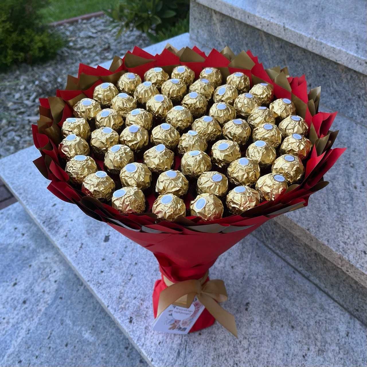 Słodki bukiet z Ferrero Rocher 50 szt. Prezent na 50 Urodziny.